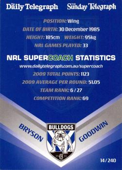 2010 Daily Telegraph NRL #14 Bryson Goodwin Back
